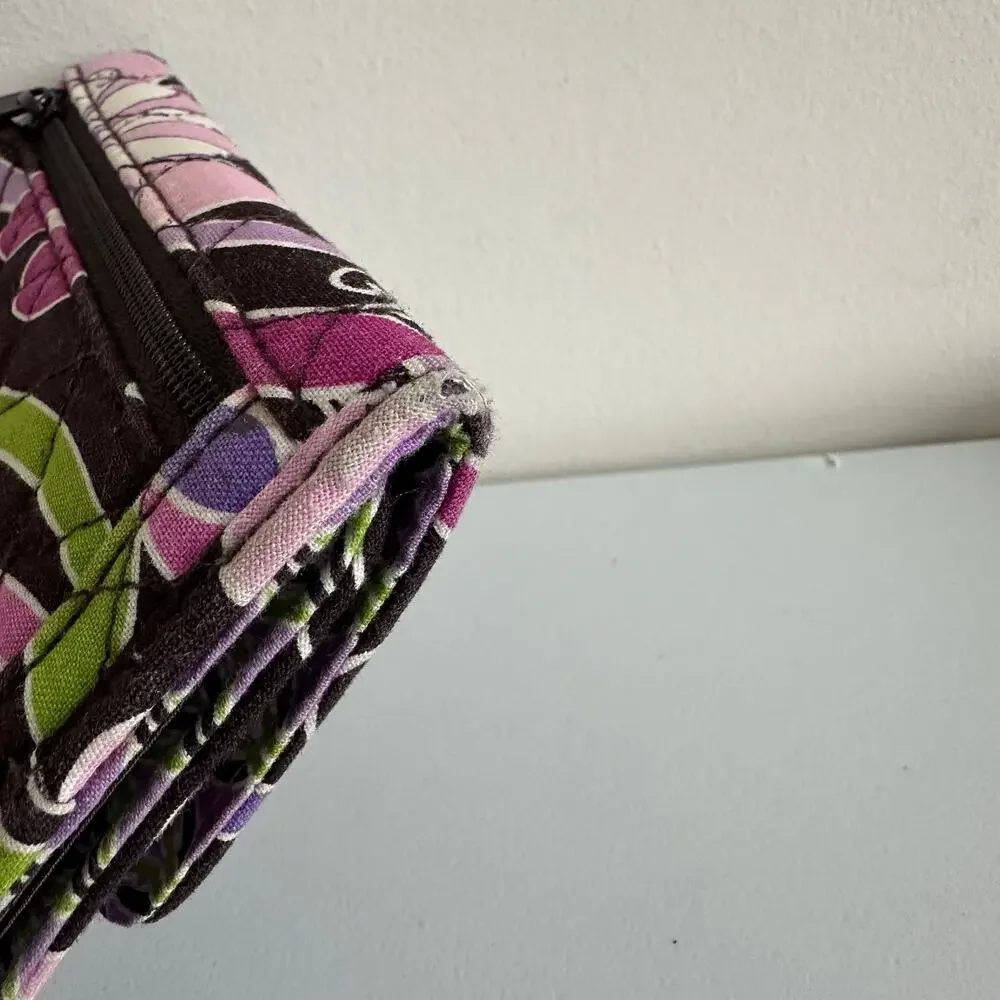 Vera Bradley Purple Punch Euro Wallet Tri-Fold Lightweight Cotton Card ID Holder - Picture 5 of 10